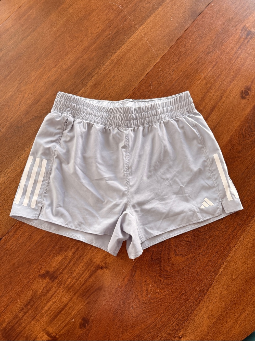 adidas Light Gray Women's Athletic Shorts with White Stripes